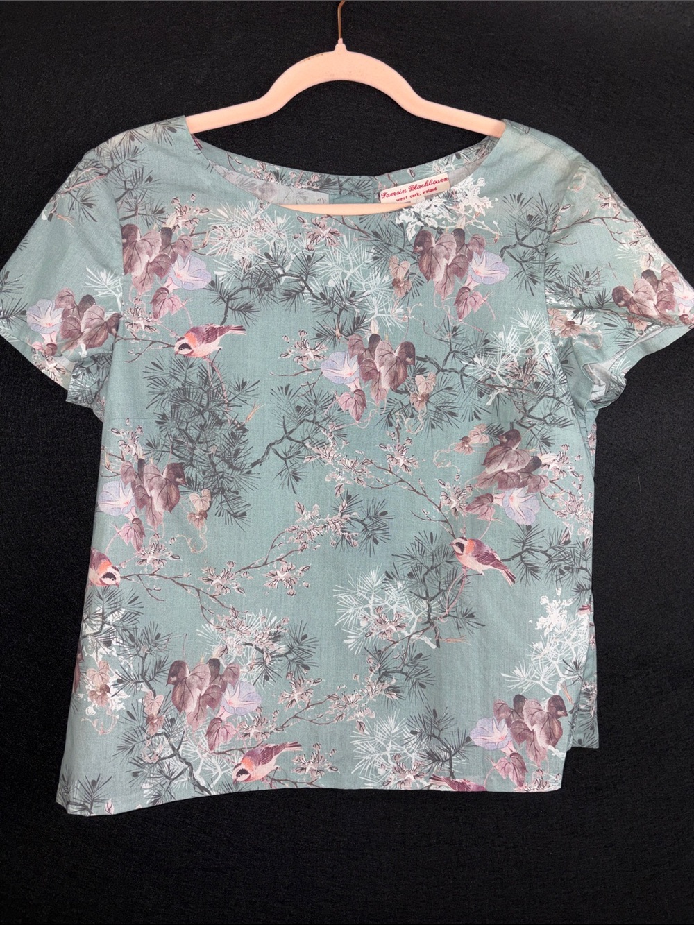 Tamsin Blackbourn Artisan 100% European Bird & Botanical SS Top Small